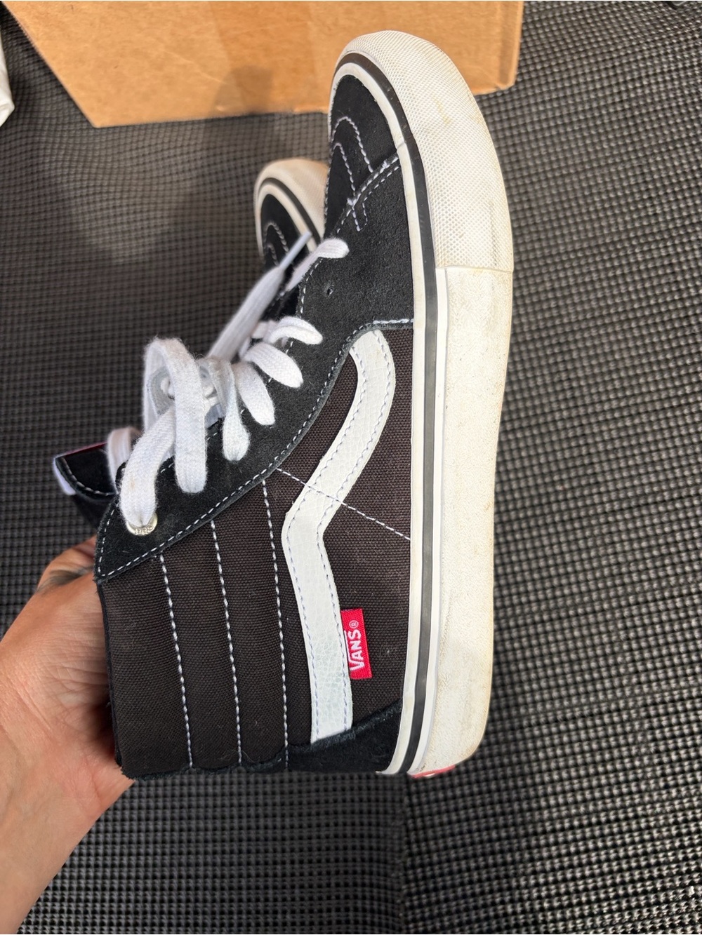 Vans Black and White Kids High-Top Sneakers - Picture 4 of 7
